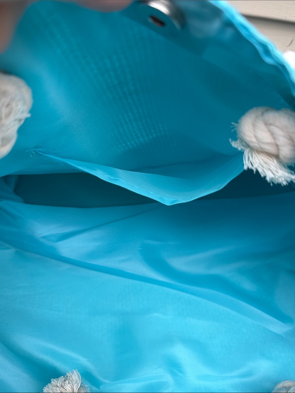 NWT Turquoise Rope-Handle Shell Tote - Picture 6 of 9